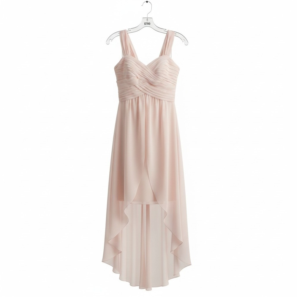 Davids Bridal Blush Pink Chiffon High Low Formal Bridesmaid Dress Sweetheart